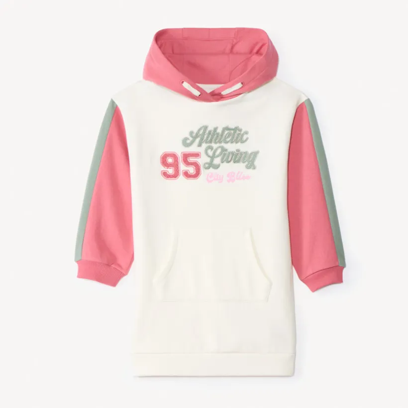 Robe en molleton à capuche effet colorblock pour fille