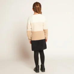 Robe en tricot effet colorblock pelucheux pour fille