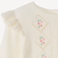 Robe en tricot fantaisie et broderie pour bébé fille