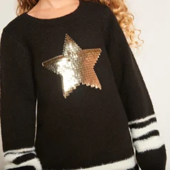 Robe en tricot motif étoile en sequins pour fille