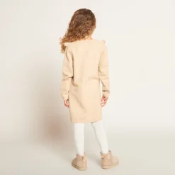Robe en tricot uni et ajouré avec volants pour fille