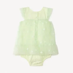 Robe en tulle avec fleurs 3D + bandeau avec nœud en tulle pour bébé fille