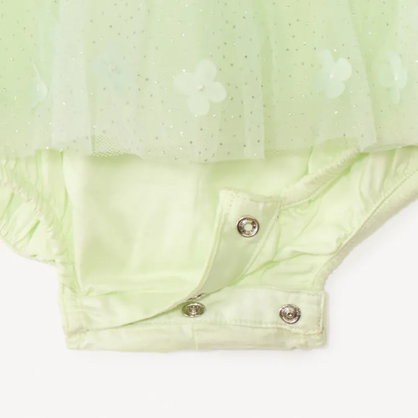 Robe en tulle avec fleurs 3D + bandeau avec nœud en tulle pour bébé fille