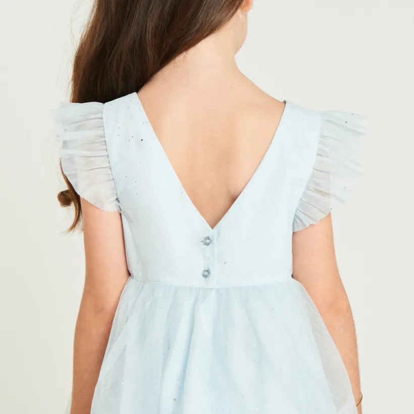 Robe en tulle pailletée uni pour fille