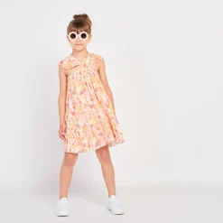 Robe fantaisie effet crépon imprimé fleuri pour fille
