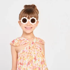 Robe fantaisie effet crépon imprimé fleuri pour fille