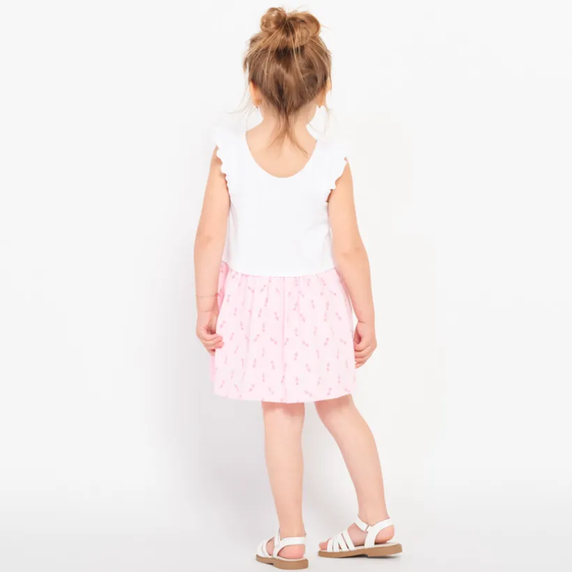 Robe fantaisie flamants roses avec manches volantées pour bébé fille
