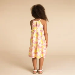 Robe longue à bretelles imprimé feuilles pour fille