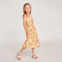 Robe longue à bretelles imprimé tropical pour fille