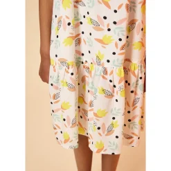 Robe longue à bretelles imprimé feuilles pour fille