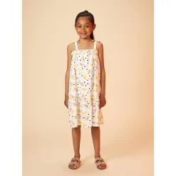 Robe longue à bretelles imprimé feuilles pour fille