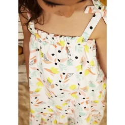 Robe longue à bretelles imprimé feuilles pour fille