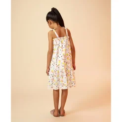 Robe longue à bretelles imprimé feuilles pour fille
