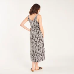 Robe longue à bretelles imprimé fantaisie pour femme enceinte