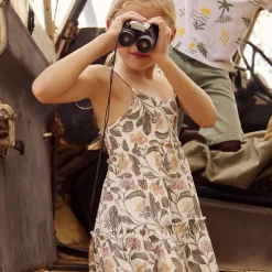 Robe longue en double gaze imprimé floral pour fille