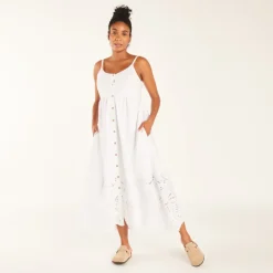 Robe longue en voile et broderie anglaise pour femme enceinte