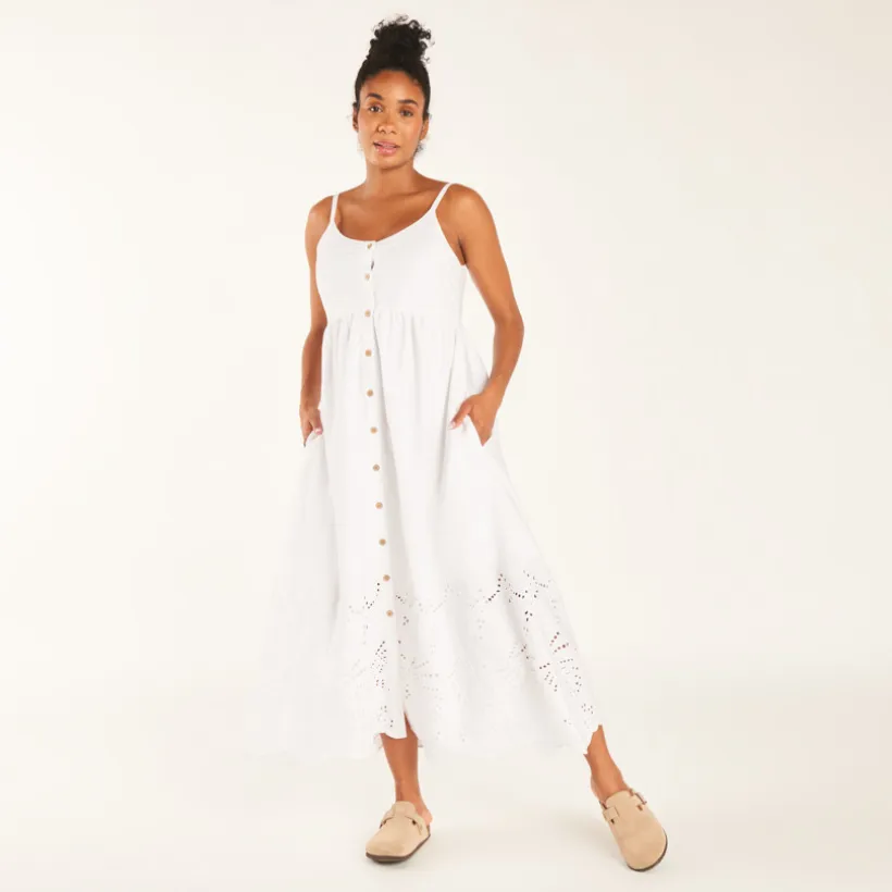 Robe longue en voile et broderie anglaise pour femme enceinte