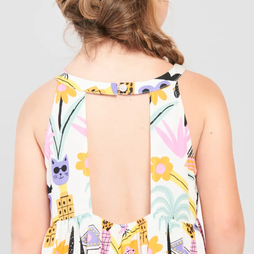 Robe longue imprimée à bretelles pour fille