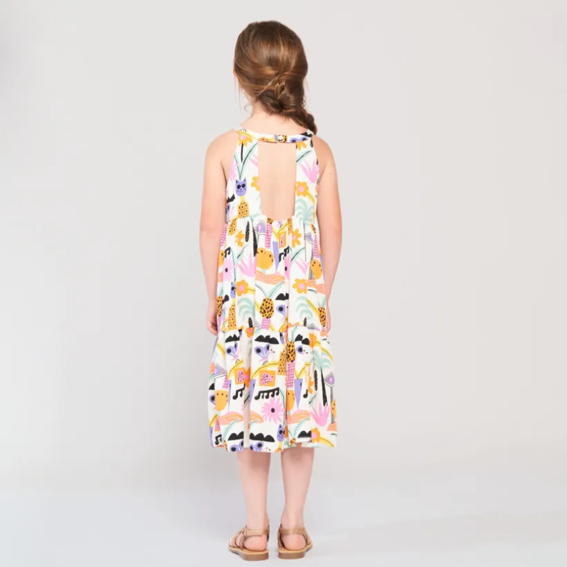 Robe longue imprimée à bretelles pour fille
