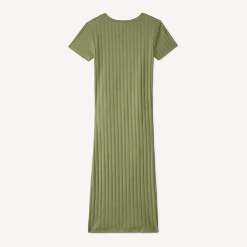 Robe longue manches courtes en maille côtelée pour femme enceinte