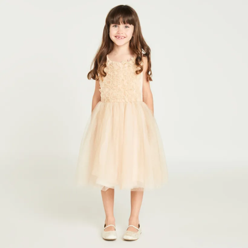 Robe à manches courte à froufrous pailletés pour fille