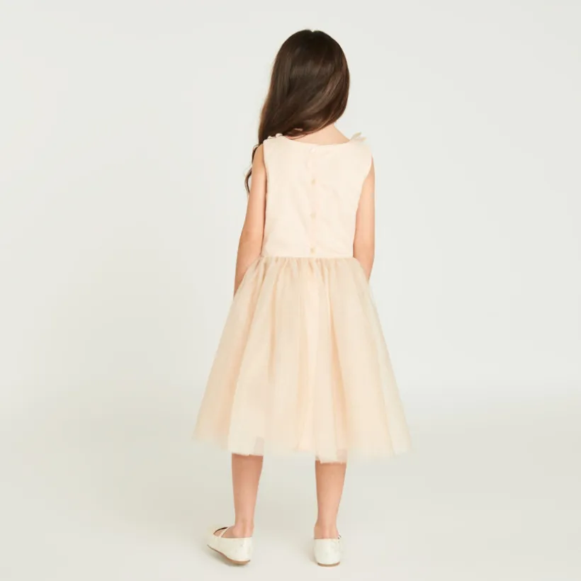 Robe à manches courte à froufrous pailletés pour fille