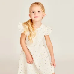 Robe manches courtes dos ajouré en cœur pour bébé fille