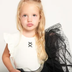 Robe manches courtes effet 2 en 1 bi-matière pour bébé fille