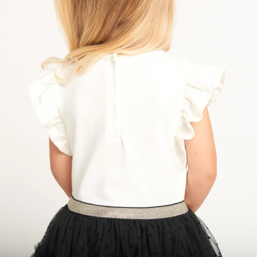 Robe manches courtes effet 2 en 1 bi-matière pour bébé fille