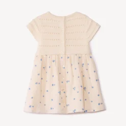 Robe manches courtes effet 2 en 1 bi-matière pour bébé fille
