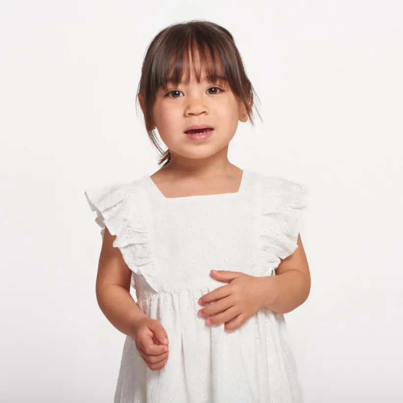 Robe manches courtes en broderie anglaise pour bébé fille