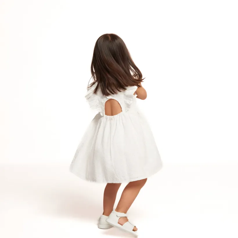 Robe manches courtes en broderie anglaise pour bébé fille