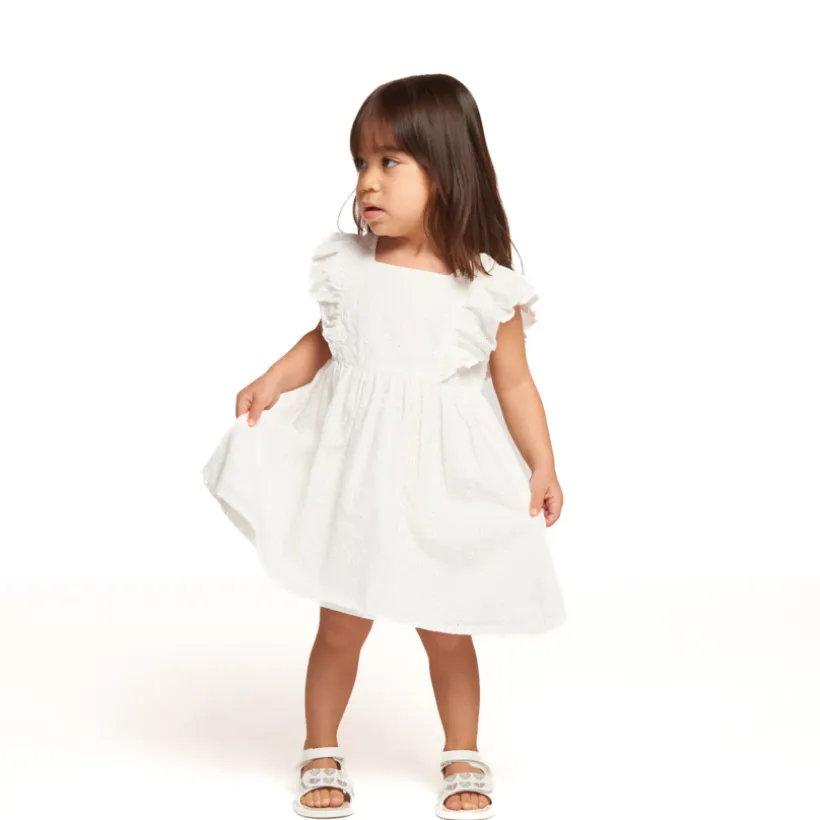 Robe manches courtes en broderie anglaise pour bébé fille