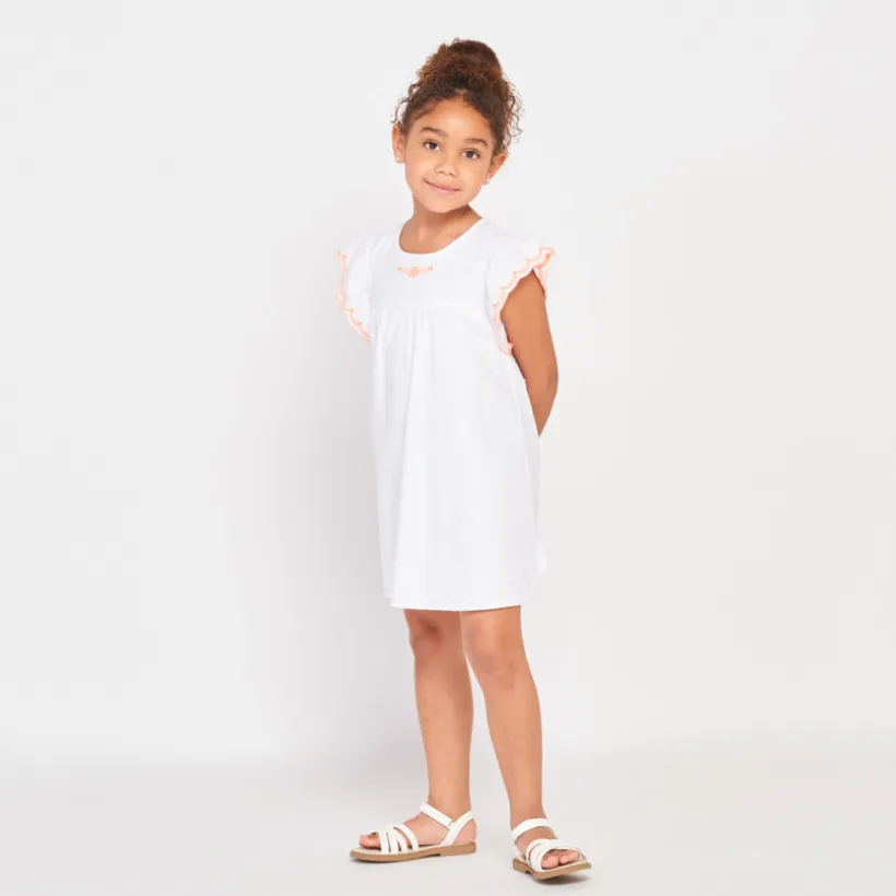 Robe manches courtes en plumetis pour fille