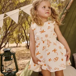 Robe manches courtes en tetra imprimé fantaisie pour bébé fille