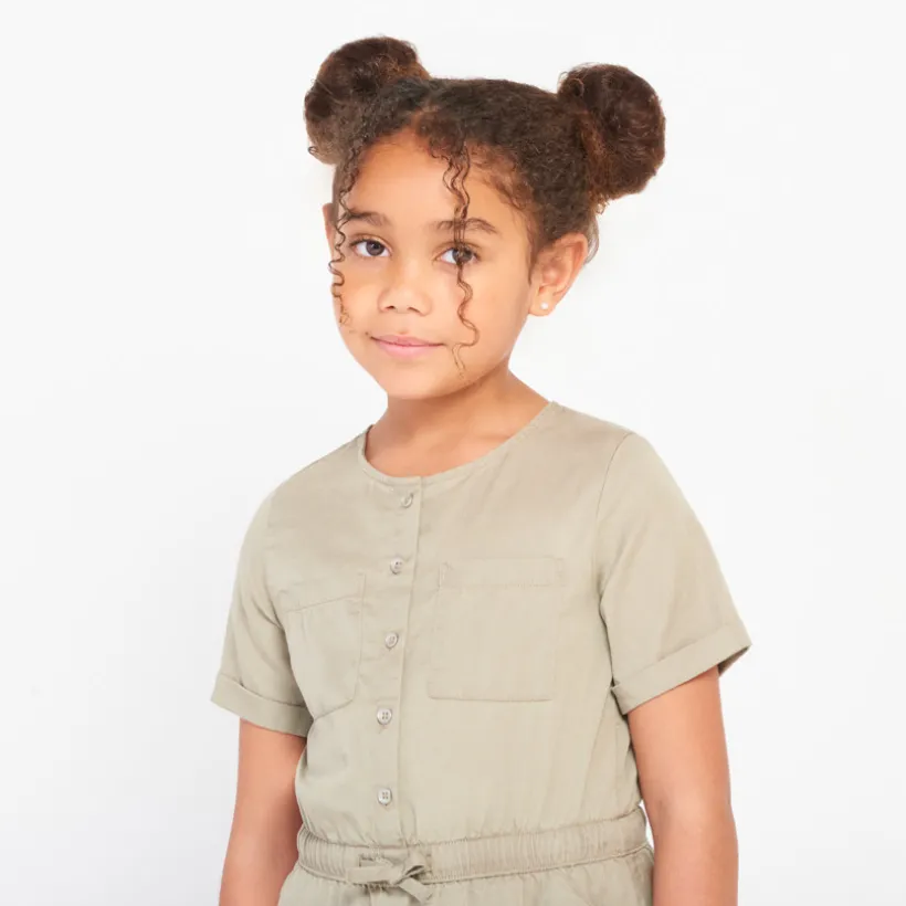 Robe manches courtes en toile fluide pour fille