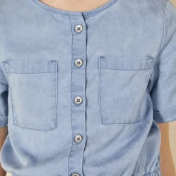 Robe manches courtes en toile fluide pour fille