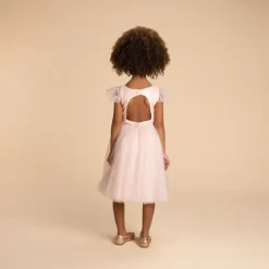 Robe manches courtes en tulle et sequins pour fille