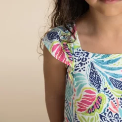 Robe manches courtes imprimé cachemire pour fille