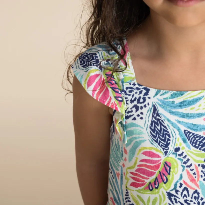 Robe manches courtes imprimé cachemire pour fille