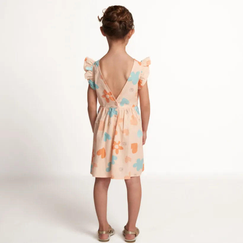 Robe manches courtes imprimée à dos nu pour fille