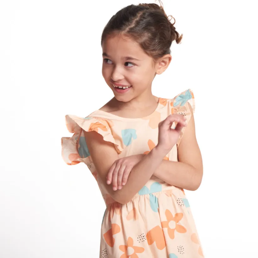 Robe manches courtes imprimée à dos nu pour fille