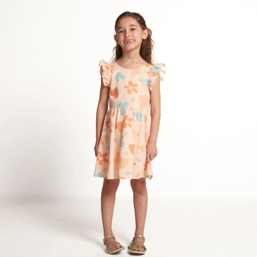Robe manches courtes imprimée à dos nu pour fille
