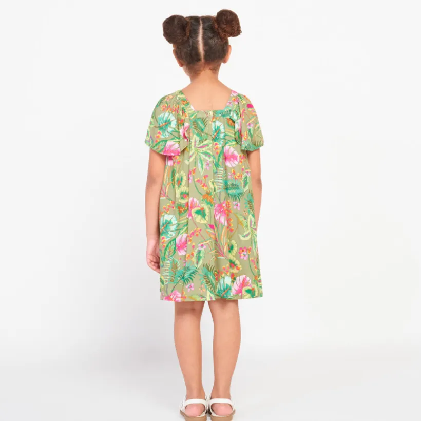 Robe manches courtes imprimée jungle fantaisie pour fille