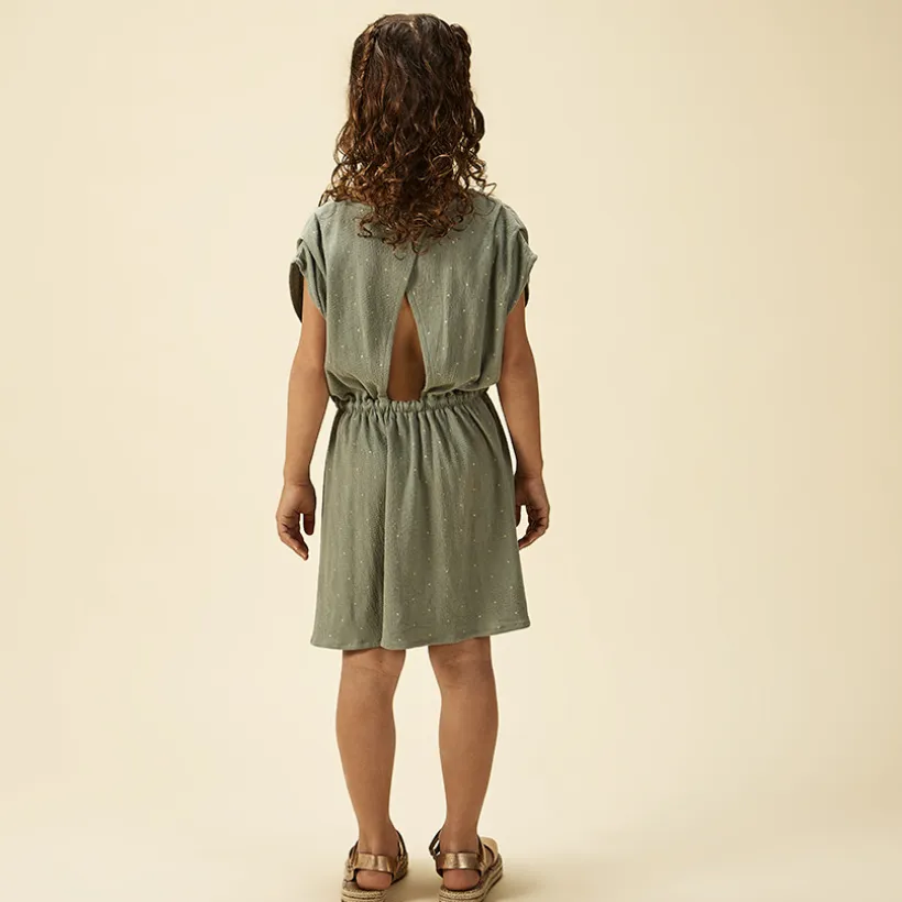 Robe manches courtes imprimée effet froissé pour fille