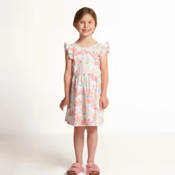 Robe manches courtes imprimée à dos nu pour fille