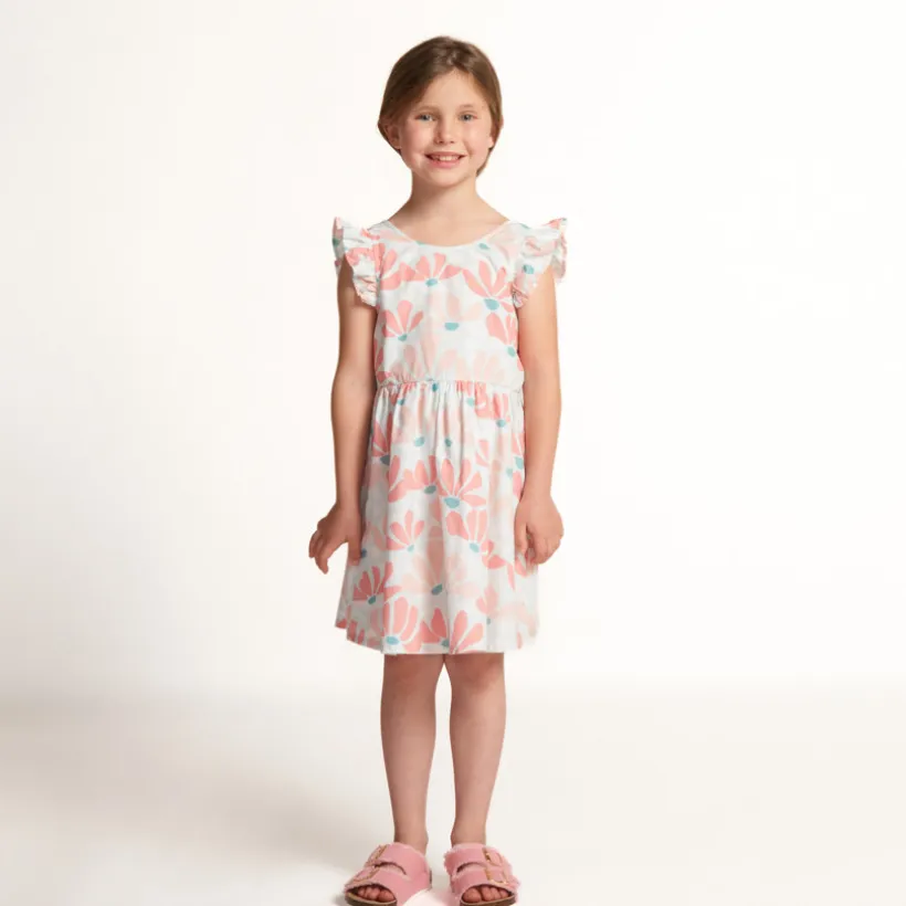 Robe manches courtes imprimée à dos nu pour fille