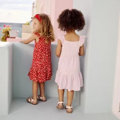 Robe manches courtes imprimée en maille cloquée pour bébé fille