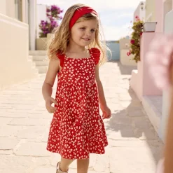 Robe manches courtes imprimée en maille cloquée pour bébé fille