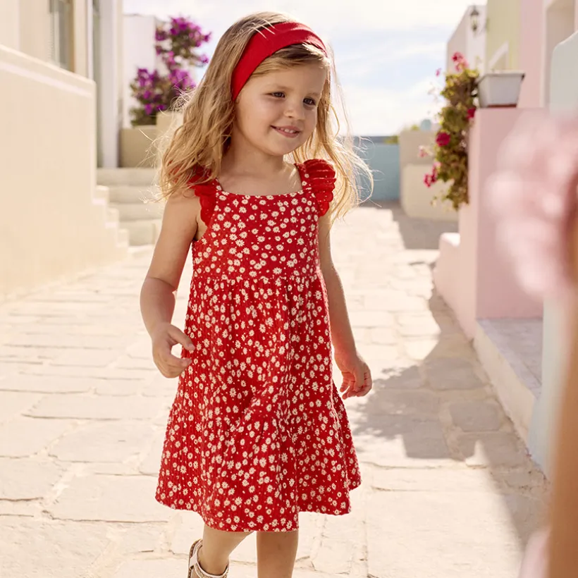 Robe manches courtes imprimée en maille cloquée pour bébé fille
